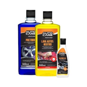Kit 3X1 Autocare (Pretinho Liq+Lava Autos+Silicone Gel Tradicional)