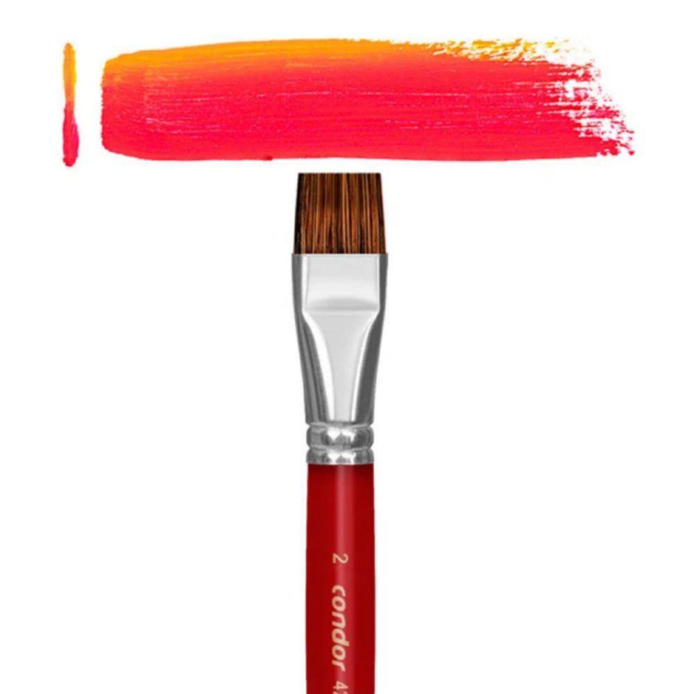 Pincel Chato Curto Orelha Boi Longo Vermelho 421-10 Condor - Única