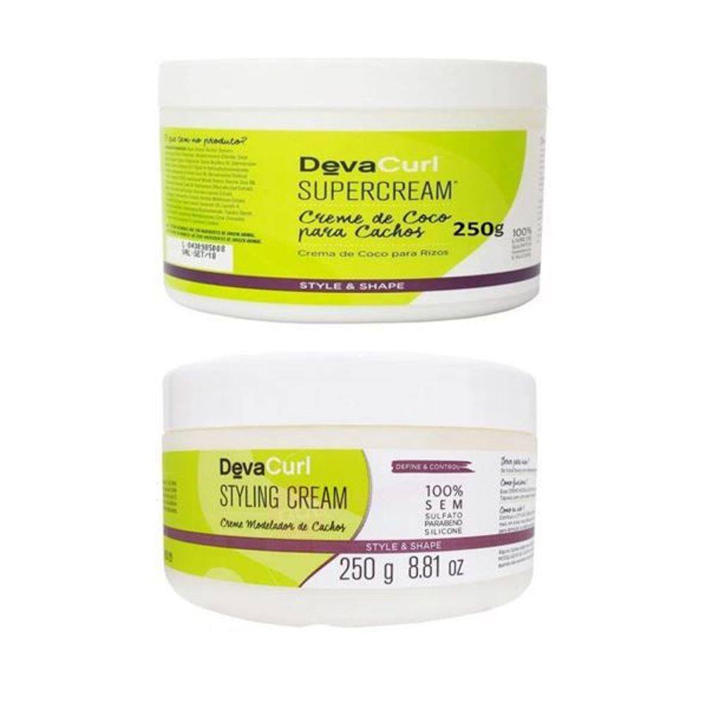 Kit Deva Curl Styling Cream Creme para Cachos 250gr + Deva Curl SuperCream para Cachos 250g