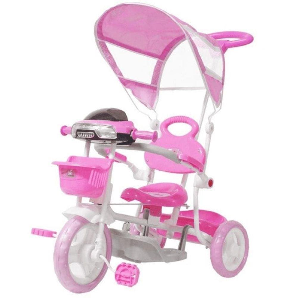 Triciclo de Passeio e Pedal para Bebe Calesita Moto Uno Rosa, motocas para  bebê 