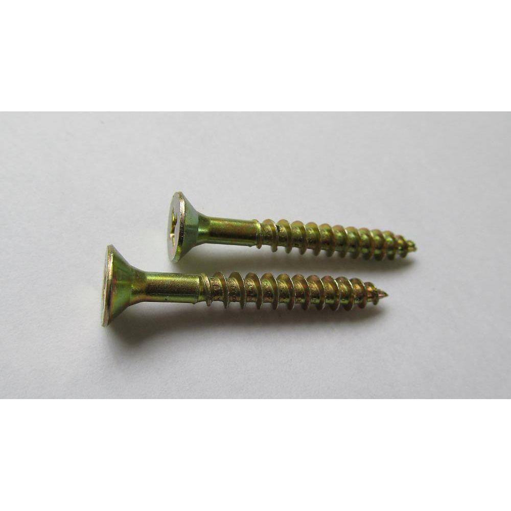 Parafuso para Aglomerado 6x70mm Cabeça Chata Phillips Aço Dourado 100 Peças