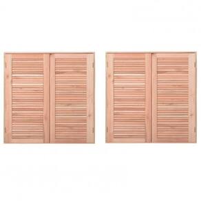 Kit 2 Janela Guilhotina Com Ferragem JE821 100cmx100cmx12cm Esel Natural