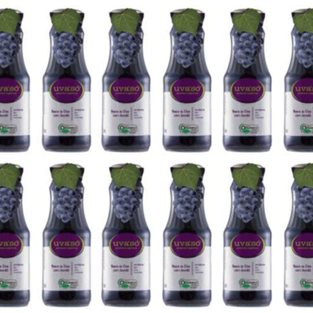 Kit 12 Suco De Uva Bordô Orgânico Integral Uva`Só 300 Ml