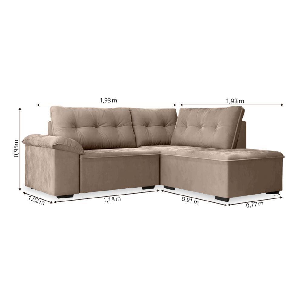 Sofá de Canto Retrátil Tóquio 5 Lugares em Veludo - 3