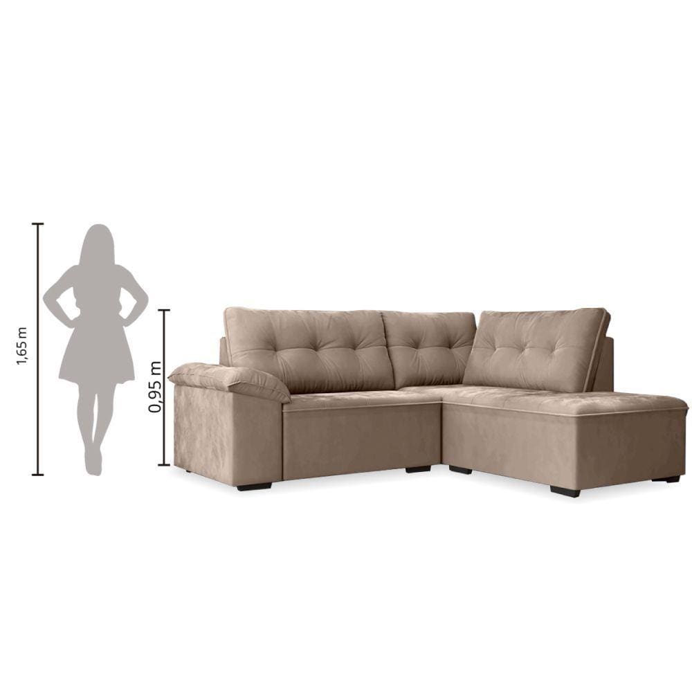 Sofá de Canto Retrátil Tóquio 5 Lugares em Veludo - 4