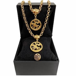 Colar + Pulseira Elo Português Grosso 6mm São Jorge Dourado