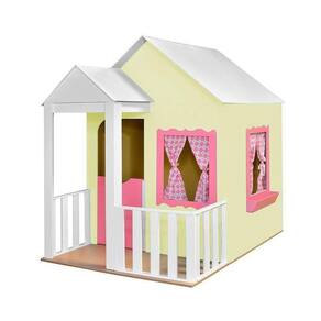 Casinha de Brinquedo com Cercado Amarelo e Rosa