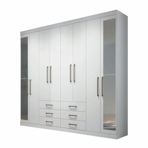 Guarda Roupa Casal 8 Portas Com Espelho Master Santos Andirá Branco