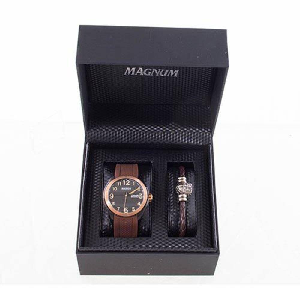 Relógio Masculino Magnum Pulseira Couro Preta MA33399P - Relógio