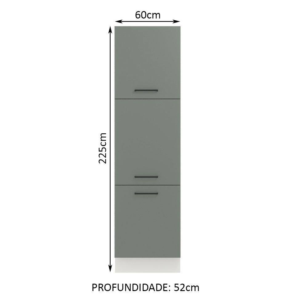 Paneleiro Madesa Agata 60 cm 3 Portas - Branco/Cinza