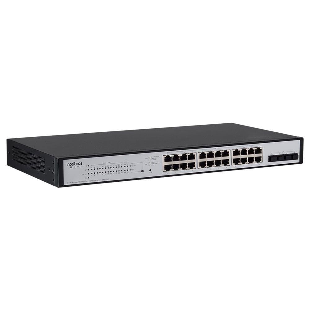 Switch 24 Portas Giga PoE + 4 Portas Mini-Gbic SG 2404 PoE L2+ Intelbras
