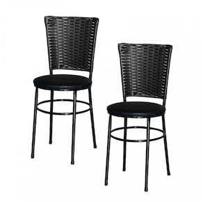 2 Cadeiras Pretas Para Cozinha Hawai Preta Preto