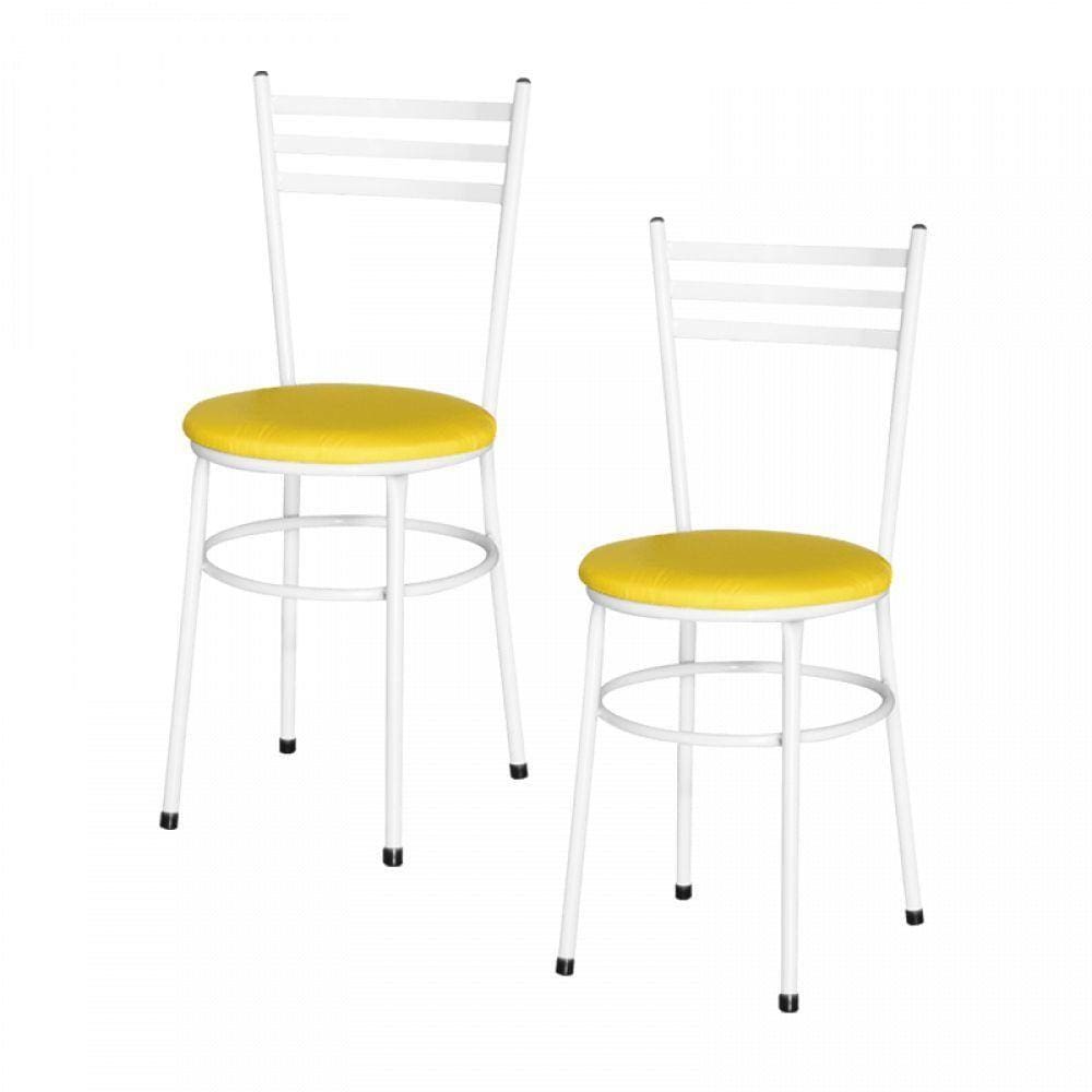 2 Cadeiras Epoxi Branca Para Cozinha Amarelo