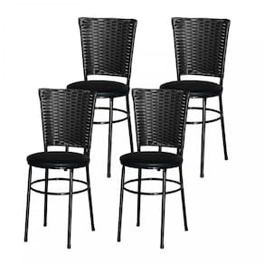 4 Cadeiras Pretas Para Cozinha Hawai Preta Cor: Preto