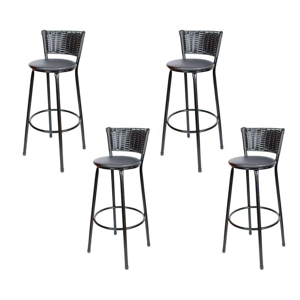 Banquetas para Cozinha Hawai 4un Assento Preto