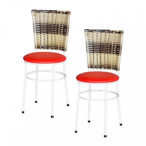 2 Cadeiras Brancas Para Cozinha Hawai Cappuccino Vermelho