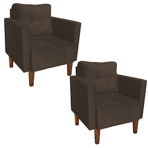 Kit 02 Poltronas Lívia Suede Marrom Pés Chanfrado Drossi