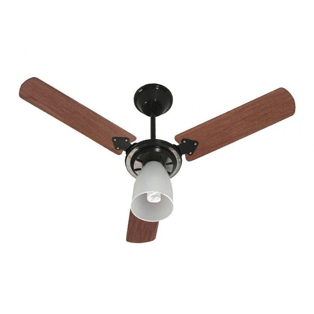Ventilador De Teto Marbella 3 Pás 220V 130W Preto E Mogno