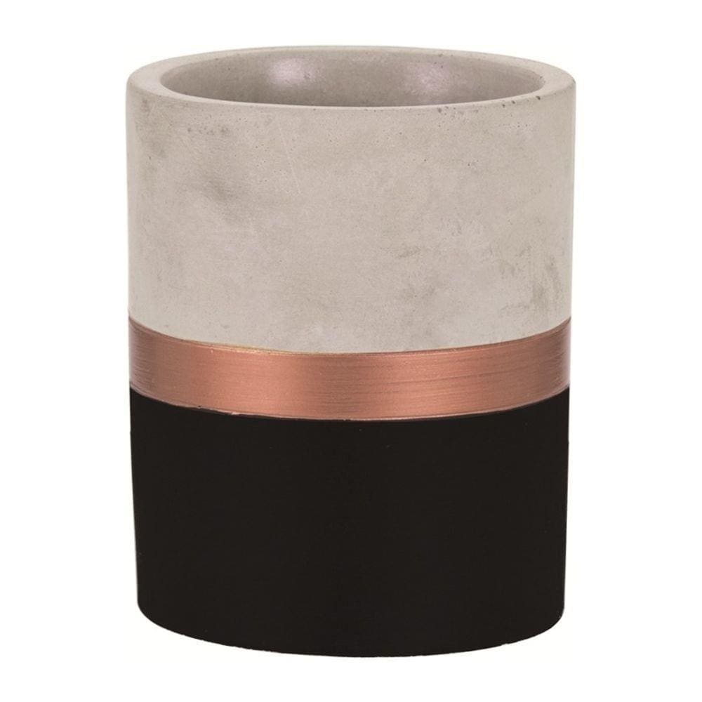 Vaso Cachepot em Cimento Preto e Cobre 13x10cm 7696 Mart