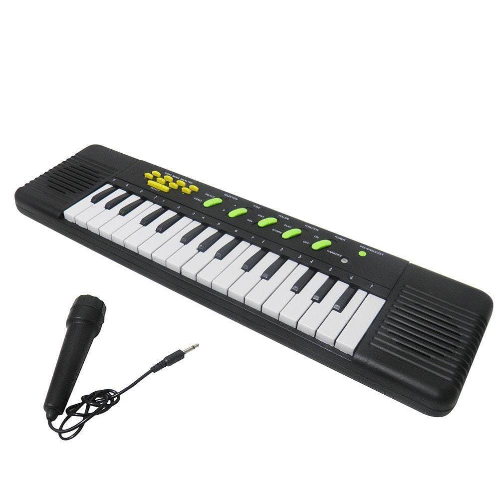 Piano De Cauda Teclado Infantil Com Microfone Gravador Banquinho Preto ou  Rosa Winfun Yes Toys