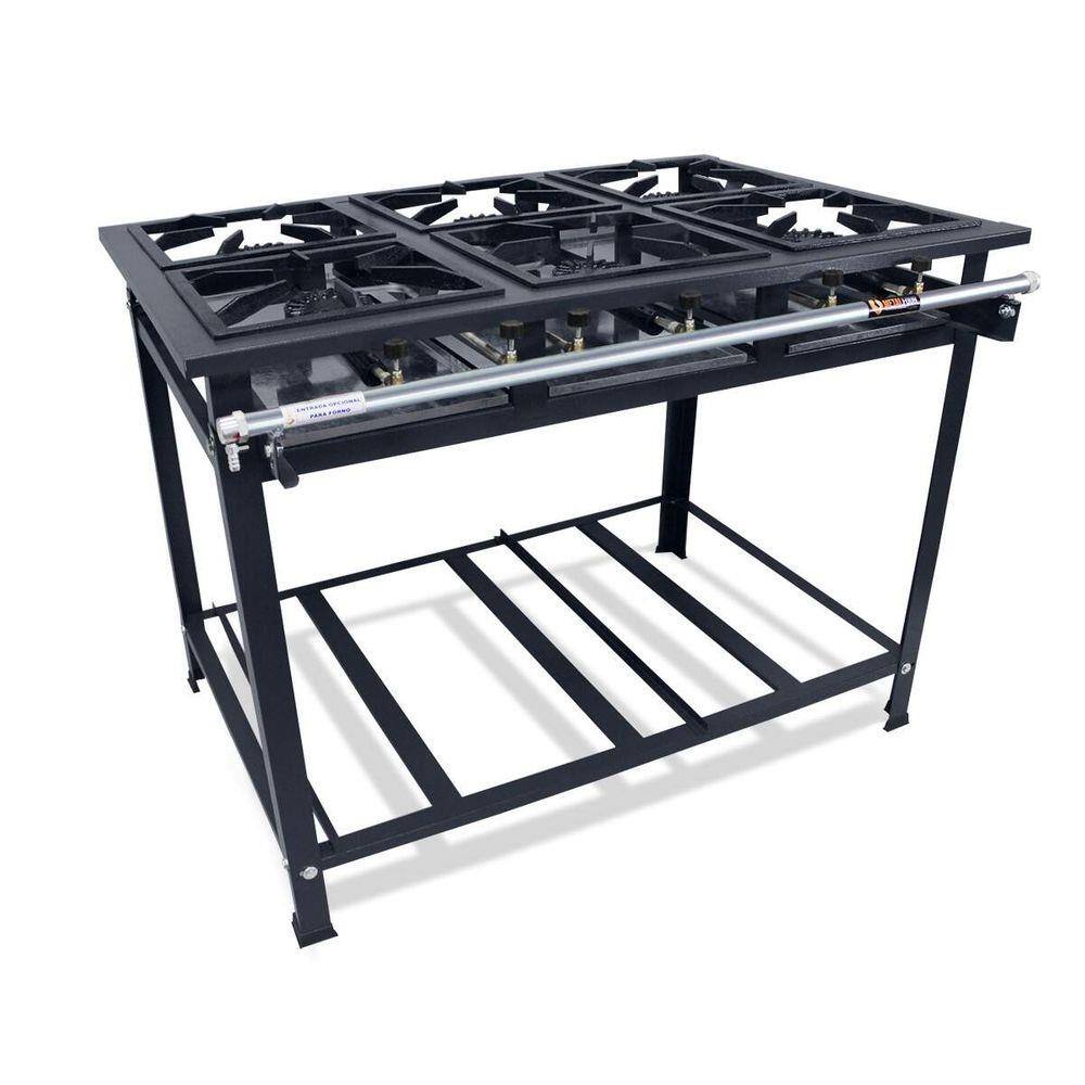 Fogão 6 Bocas Metalfour Compact P5 Alta Pressão Preto
