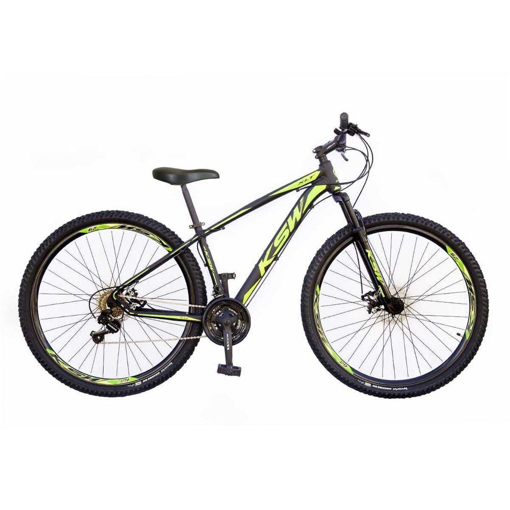Bicicleta Aro 29 KSW XLT 2020 21v Freio a Disco Preto e Verde 21