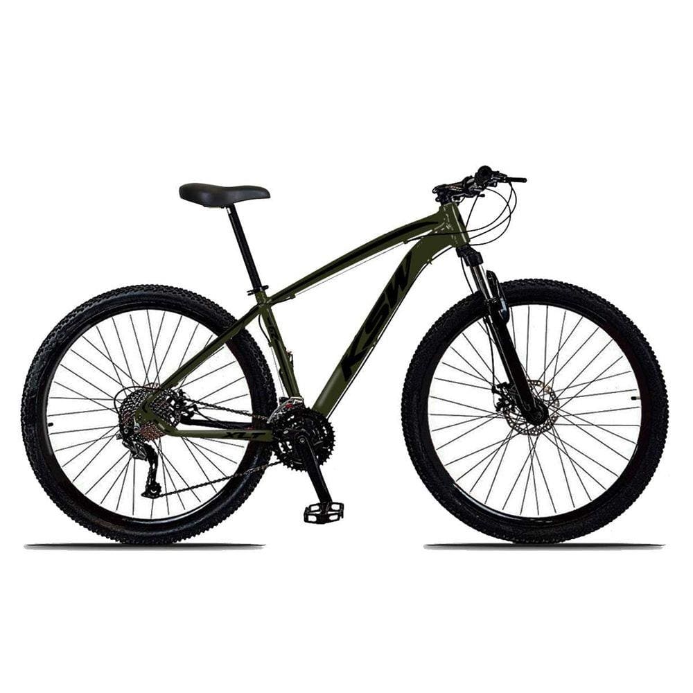 Bicicleta Aro 29 KSW XLT 27v Hidráulico K7 e Trava Verde Pérola com Preto 21