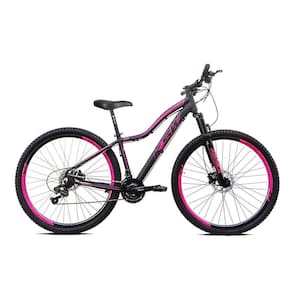Bicicleta Aro 29 KSW MWZA Feminino 24v Hidráulico Preto com Rosa 17