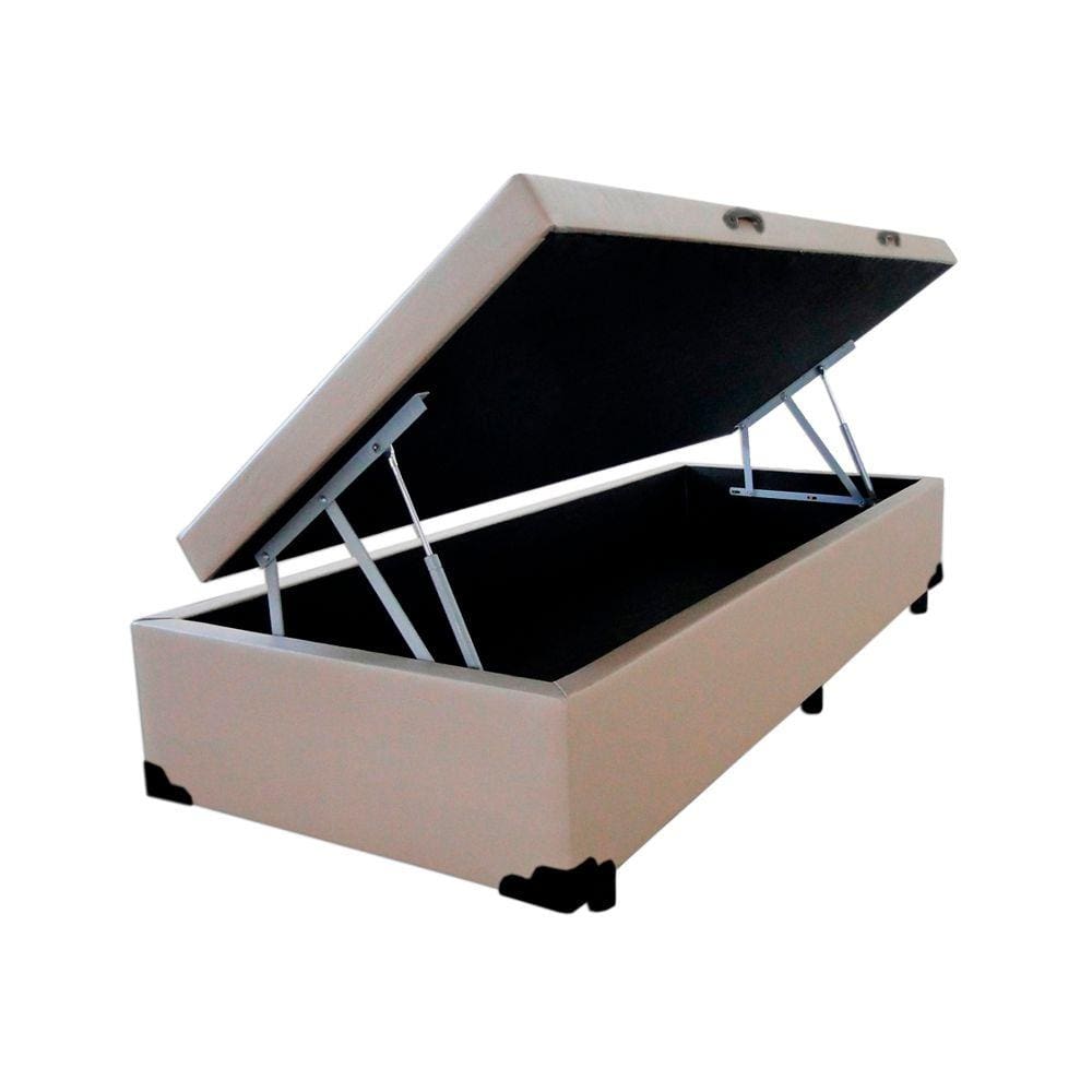 Base Box Baú Solteirão Belos Sonhos Sintético Bege 41x96x203