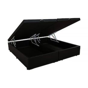 Base Box Baú King Bipartido Belos Sonhos Suede Preto 41x193x203