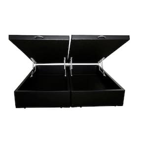Base Box Baú King Bipartido Belos Sonhos Sintético Preto 41x193x203