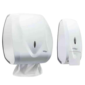 Kit 1 Toalheiro Premisse 2/3 Branco + 1 Saboneteira 800Ml