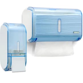 Kit Toalheiro Compacto Azul + Saboneteira Compacta 400Ml