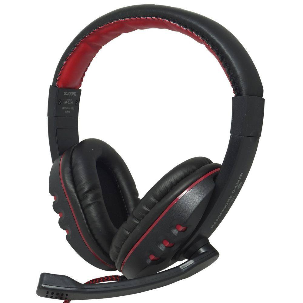 Headset Headphone Gamer Fone Ouvido P2 Super Bass com Microfone Pc Jogo  Preto Vermelho Exbom HF-G230 | Casas Bahia