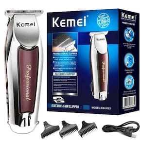 Maquina de Acabamento Kemei Cabelo Barba KM-9163 3 Pentes Portatil -Bivolt