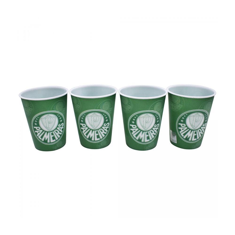 Jogo Com 4 Copos 3d 400ml - Palmeiras