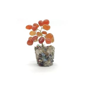 Árvore De Pedra Ágata Cornalina Base Mix De Cristais - 9 Cm