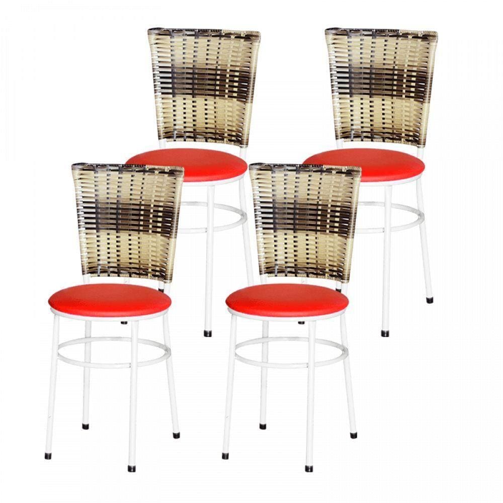 4 Cadeiras Brancas Para Cozinha Hawai Cappuccino Vermelho