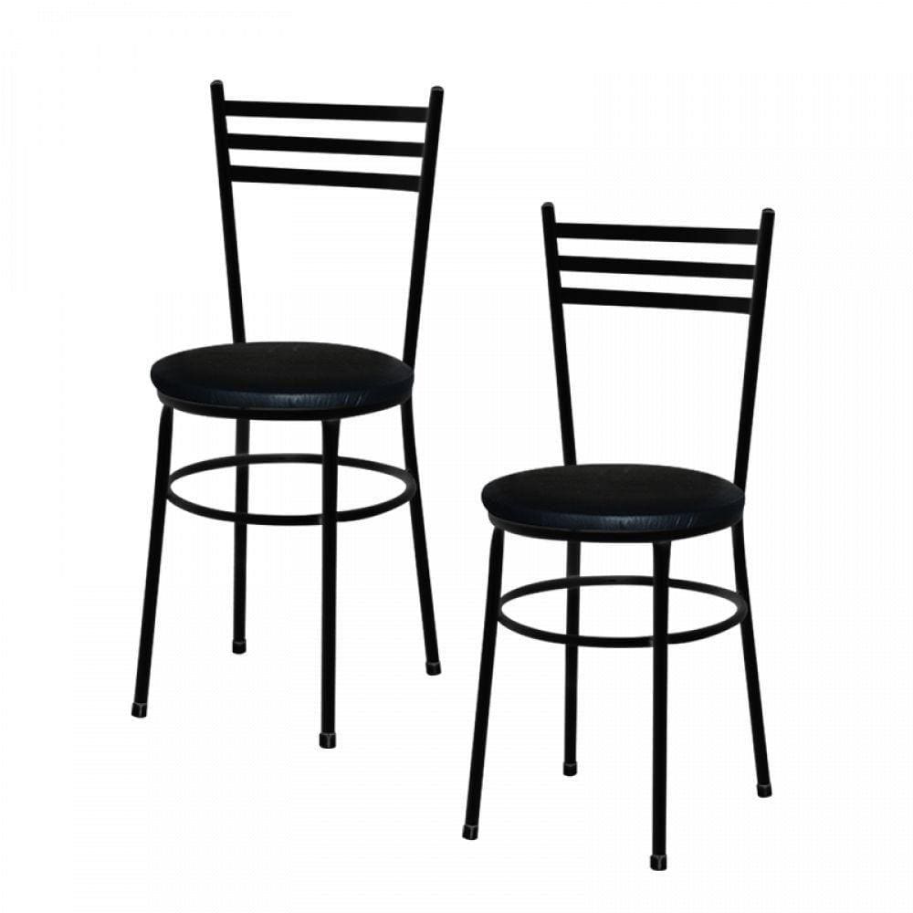 2 Cadeiras Epoxi Preta Para Cozinha Preto
