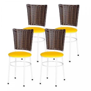 4 Cadeiras Brancas Para Cozinha Hawai Amarelo