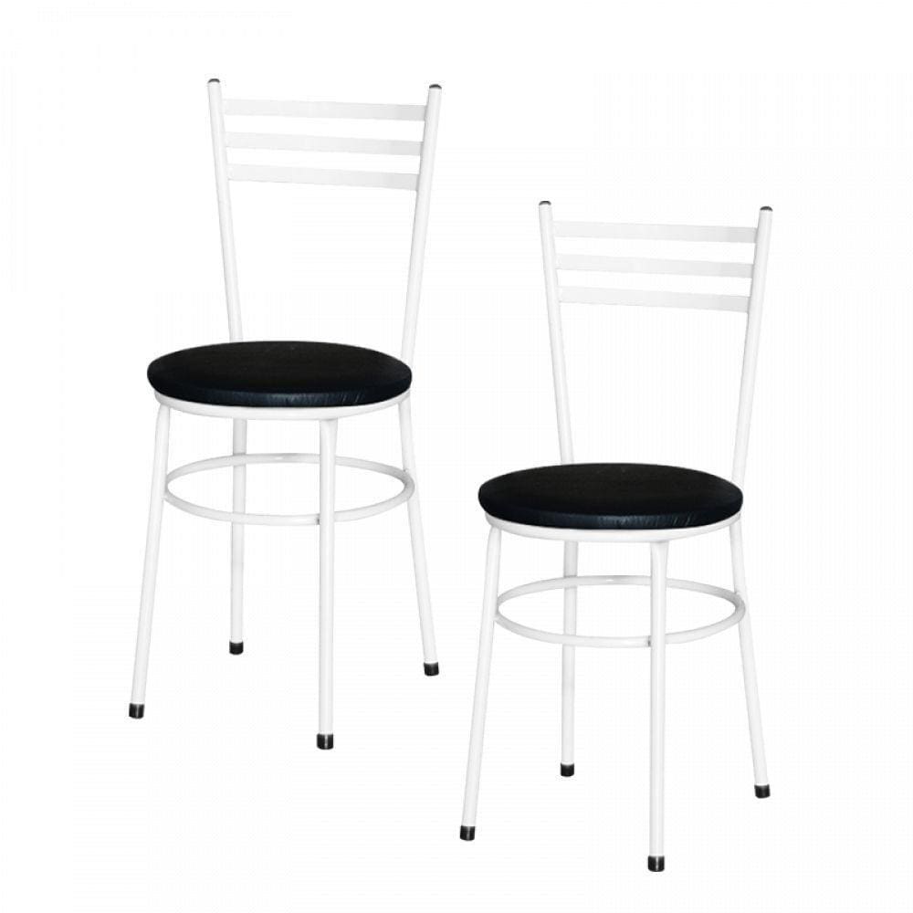 2 Cadeiras Epoxi Branca Para Cozinha Cor: Preto