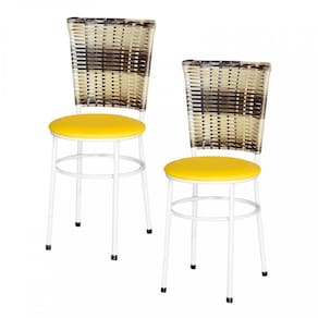 2 Cadeiras Brancas Para Cozinha Hawai Cappuccino Amarelo