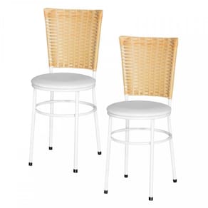 2 Cadeiras Brancas Para Cozinha Hawai Palha Branco