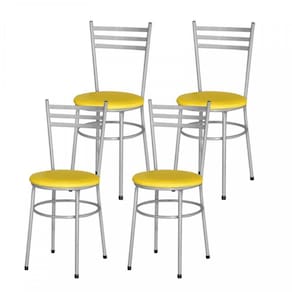 4 Cadeiras Epoxi Prata Para Cozinha Amarelo