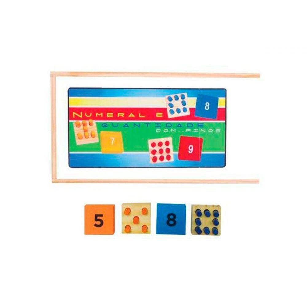 Brinquedo Educativo Numeral e Quantidade com Pinos 18 Peças