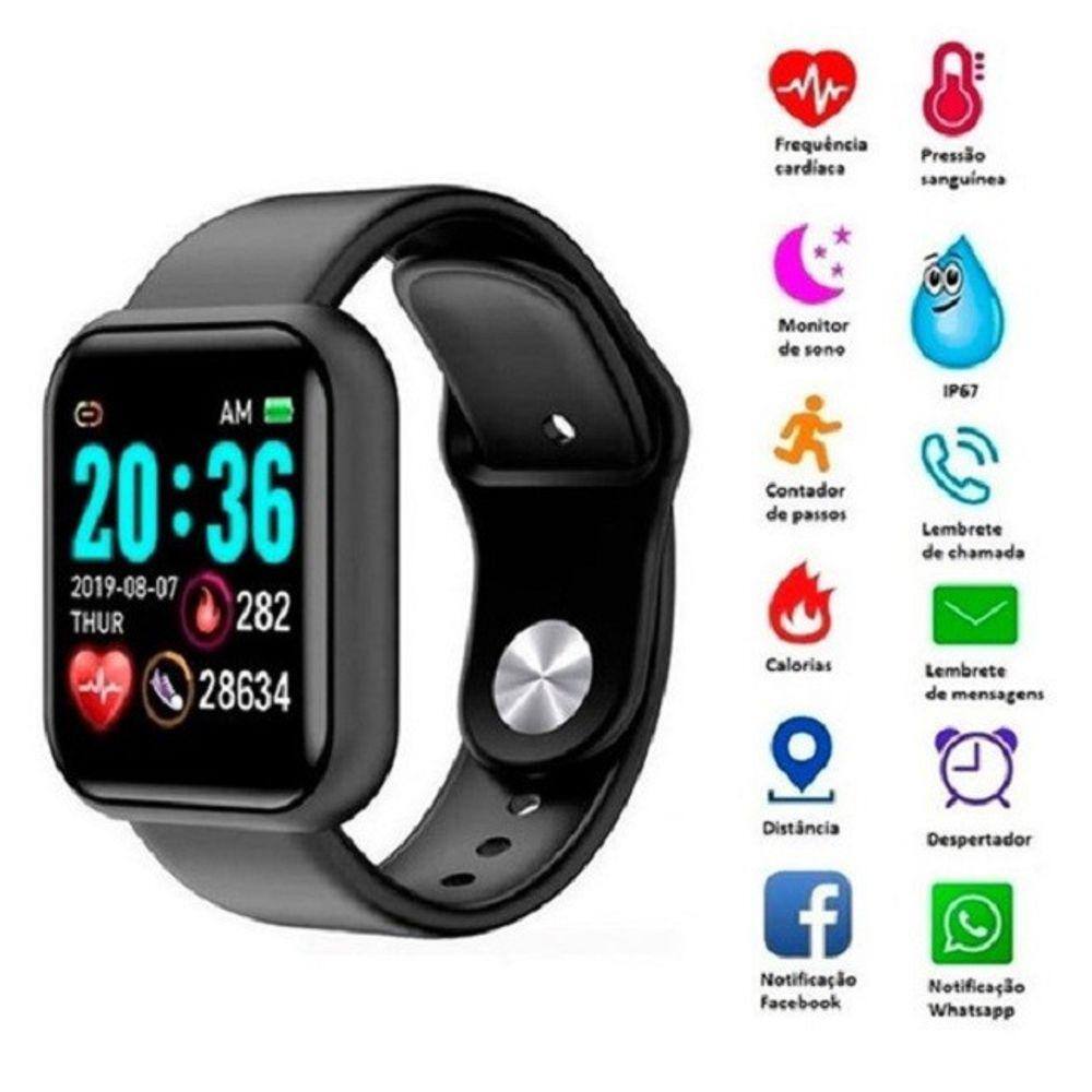 Relógio Digital Inteligente Feminino Smartwatch Black