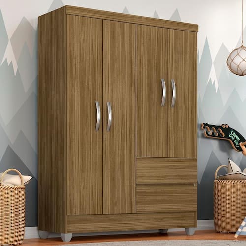 Guarda Roupa Solteiro Bruna 4 Portas Boreal - Moveis Arapongas Menor preço em Guarda Roupa Solteiro Bruna 4 Portas Boreal - Moveis Arapongas