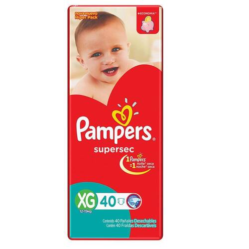 Fralda Descartável Pampers Supersec XG 40 Unidades Menor preço em Fralda Descartável Pampers Supersec XG 40 Unidades