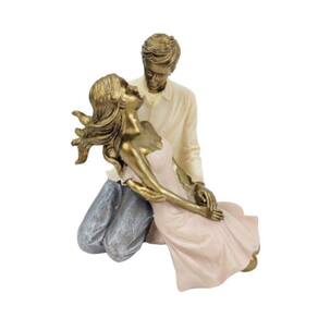 Enfeite Estatua Casal Sentado 13X11X10Cm Luxo Topo De Bolo