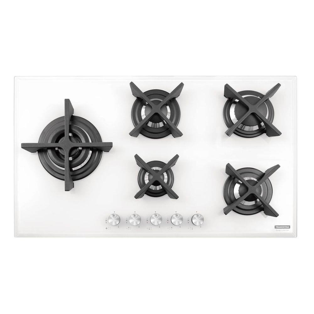 Cooktop 5 bocas tramontina vidro branco Casas Bahia